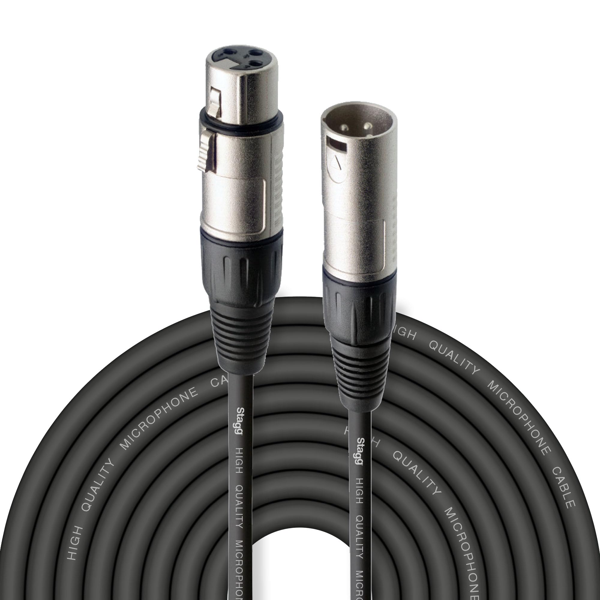 Stagg SMC20 20m XLR Male to XLR Female Microphone Cable, Black